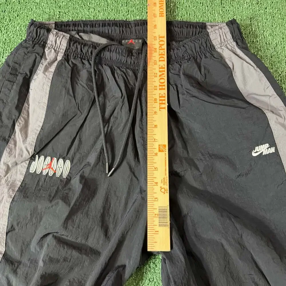 Y2K Nike Air Jordan Track Pants Baggy Streetwear Black Gray Embroidered